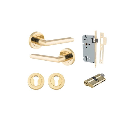Iver Baltimore Solid Brass Door Lever Handle | Entrance Kit (Key/Key) | 7 Finishes - Polished Brass