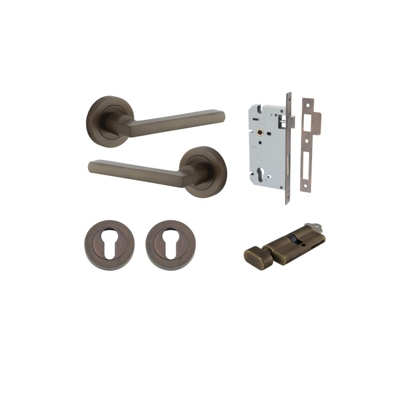 Iver Baltimore Door Lever Handle On Round Rose - primehardware