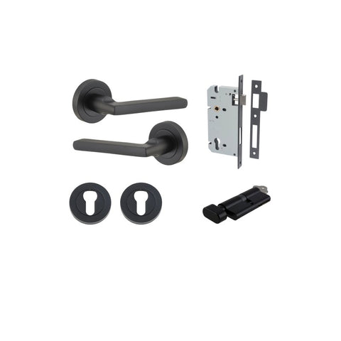 Iver Baltimore Solid Brass Door Lever Handle | Entrance Kit (Key/Thumb) | 7 Finishes - Matt Black