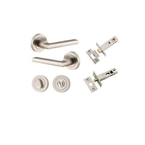Iver Baltimore Solid Brass Door Lever Handle | Separate Privacy Kit | 7 Finishes - Satin Nickel