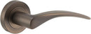 IVER Oxford Door Lever Handle On Round Rose | Passage Lever Set Only | 4 Finishes - Signature Brass