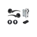 IVER Oxford Door Lever Handle On Round Rose | Entrance Kit (Key/Key) | 4 Finishes - Matt Black