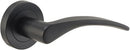 IVER Oxford Door Lever Handle On Round Rose | Passage Lever Set Only | 4 Finishes - Matt Black