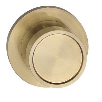 Builders Choice Designer Knob Set Satin Brass 73mm Rnd Rose - primehardware