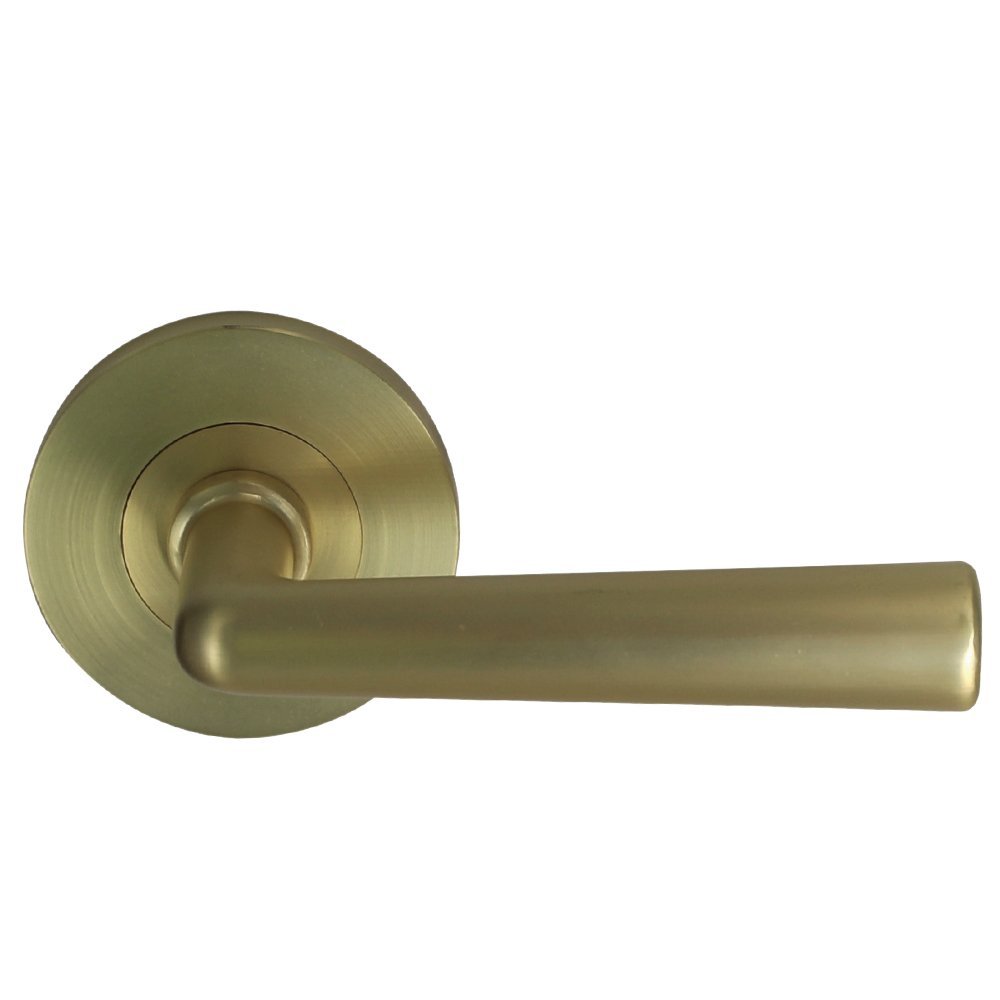 Austyle Builders Choice Lever Satin Brass& Matt Black 63mm Round Rose All In One Passage/Privacy Lever Set - primehardware
