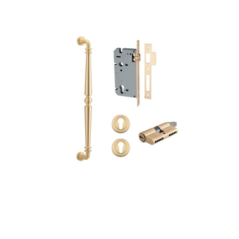 IVER Sarlat Door Pull Handle | 450mm Entrance Kit (Key/Key) - Brushed Brass