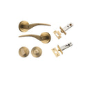 IVER Oxford Door Lever Handle On Round Rose | Separate Privacy Kit | 4 Finishes - Brushed Brass