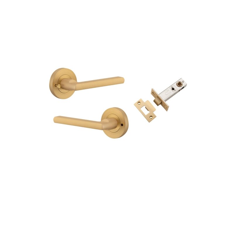 Iver Baltimore Solid Brass Door Lever Handle | Inbuilt Privacy Kit | 7 Finishes - Brushed Brass