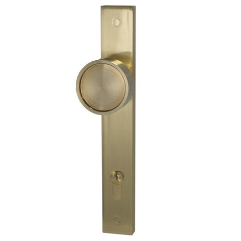 Builders Choice Designer Knob Set Satin Brass225mm Entry85mm ONLY LEVER SET - primehardware