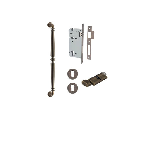 IVER Sarlat Door Pull Handle | 450mm Entrance Kit (Key/Thumb) - Signature Brass