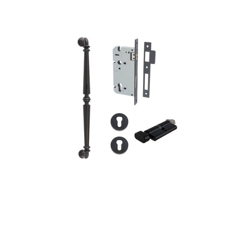 IVER Sarlat Door Pull Handle | 450mm Entrance Kit (Key/Thumb) - Matt Black