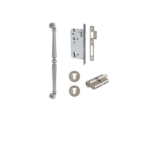 IVER Sarlat Door Pull Handle | 450mm Entrance Kit (Key/Key) - Distressed Nickel