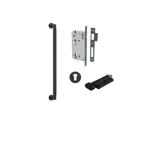 IVER Brunswick Door Pull Handle | 450mm Entrance Kit (Key/Thumb) - Matt Black