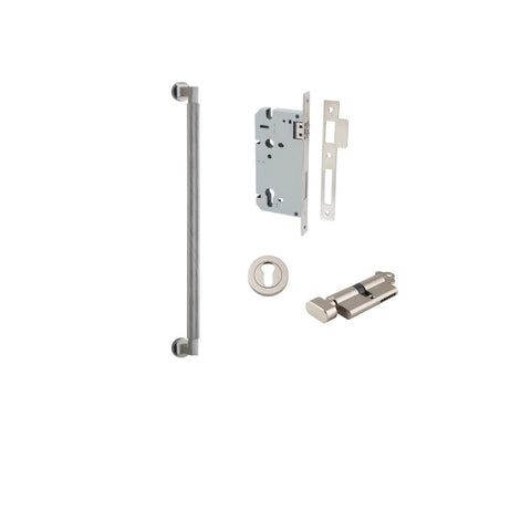 IVER Brunswick Door Pull Handle | 450mm Entrance Kit (Key/Thumb) - Satin Nickel
