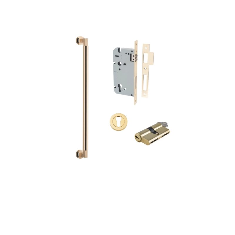 IVER Berlin Door Pull Single Handle Only | 450mm Entrance Kit (Key/Key) - Brushed Brass