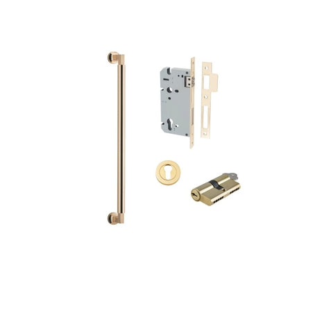 IVER Berlin Door Pull Single Handle Only | 450mm Entrance Kit (Key/Key) - Brushed Brass