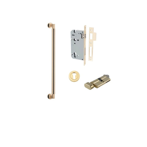 IVER Berlin Door Pull Single Handle Only | 450mm Entrance Kit (Key/Thumb) - Brushed Brass