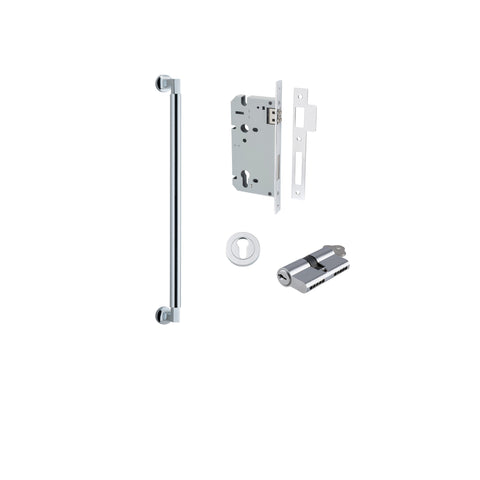 IVER Berlin Door Pull Single Handle Only | 450mm Entrance Kit (Key/Key) - Polished Chrome