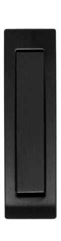 Three rectangular door handles in black, silver, and gold on a white background.
