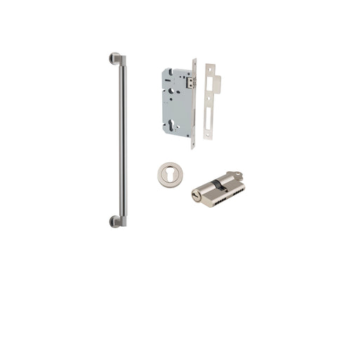 IVER Berlin Door Pull Single Handle Only | 450mm Entrance Kit (Key/Key) - Satin Nickel