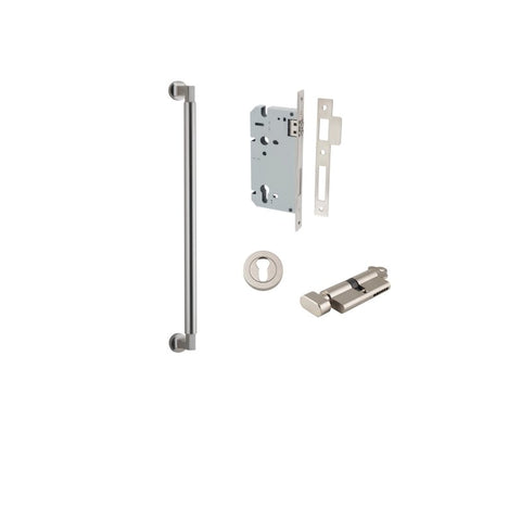 IVER Berlin Door Pull Single Handle Only | 450mm Entrance Kit (Key/Thumb) - Satin Nickel