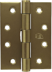 Superior Brass Butt Hinge Fixed Pin Including Screws Satin Brass 100x75x2.5mm (Pair)