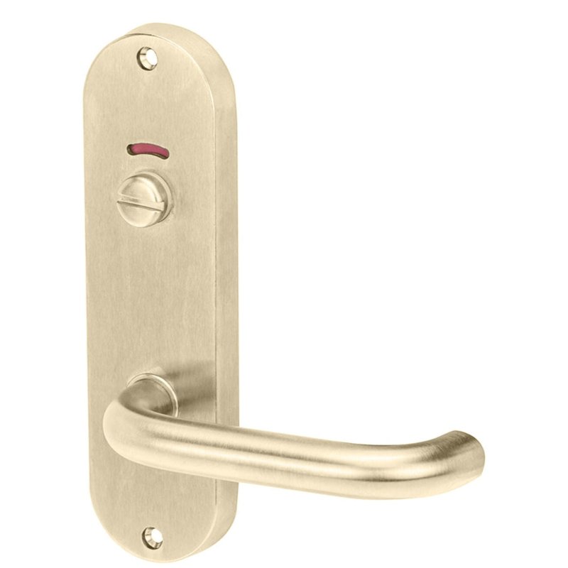 Brass door handle on a white background