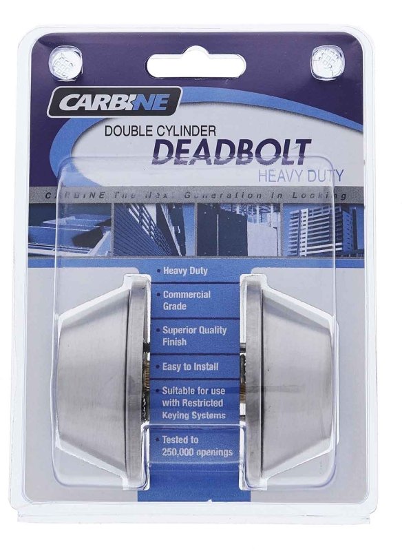 Carbine ALB series Double Cylinder Deadbolt, 60 - 70mm backset, C4 Keyed to Differ , Display Pack, Satin Stainless Steel - primehardware