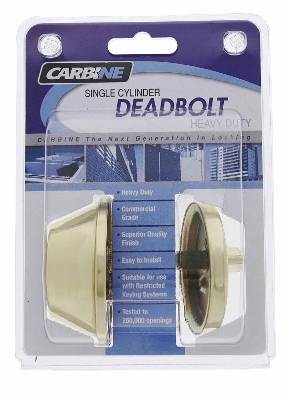 Carbine ALB series Single Cylinder and Turn Deadbolt, 60 - 70mm backset, C4 Keyed to Differ , Display Pack, Polished Brass - primehardware