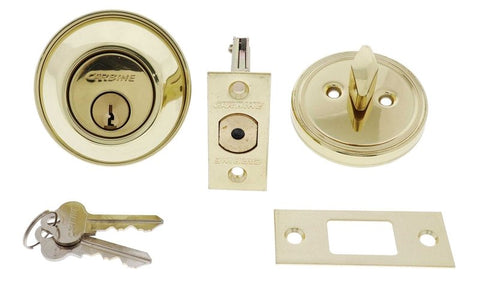 Carbine ALB series Single Cylinder and Turn Deadbolt, 60mm backset, C4 Keyed to Differ , Display Pack, Polished Brass - primehardware