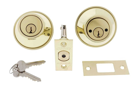 Carbine ALB series Double Cylinder Deadbolt, 60mm backset, C4 Keyed to Differ , Display Pack, Polished Brass - primehardware