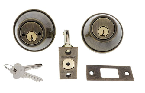 Carbine ALB series Double Cylinder Deadbolt, 60mm backset, C4 Keyed to Differ , Boxed, Antique Brass - primehardware