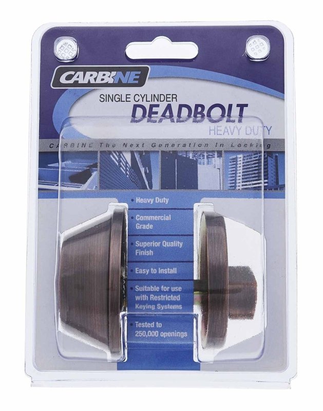 Carbine ALB series Single Cylinder and Turn Deadbolt, 60 - 70mm backset, C4 Keyed to Differ , Display Pack, Antique Bronze - primehardware