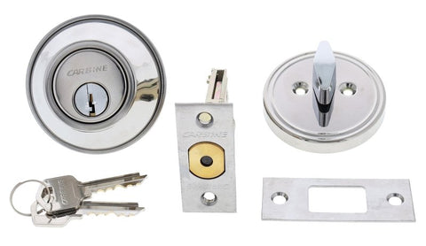Carbine ALB series Single Cylinder and Turn Deadbolt, 60 - 70mm backset, TES5 Keyed to Differ , Boxed, Chrome Plate - primehardware