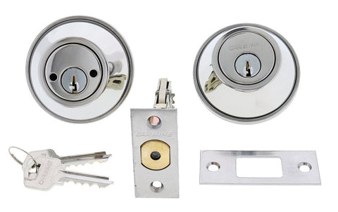 Carbine ALB series Double Cylinder Deadbolt, 60 - 70mm backset, TES5 Keyed to Differ , Boxed, Chrome Plate - primehardware