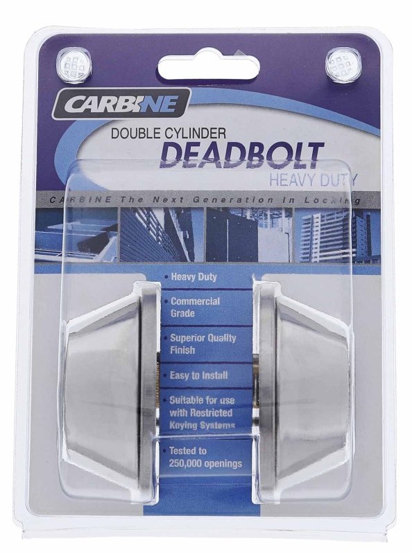 Carbine ALB series Double Cylinder Deadbolt, 60 - 70mm backset, C4 Keyed to Differ , Display Pack, Chrome Plate - primehardware