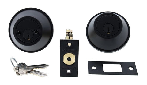 Carbine ALB series Double Cylinder Deadbolt, 60 - 70mm backset, C4 Keyed to Differ , Boxed, Matte Black - primehardware