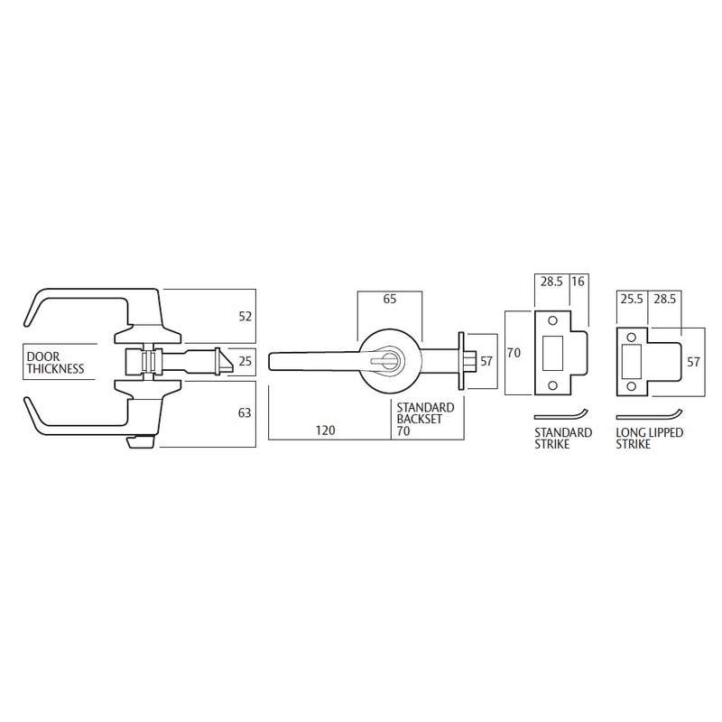 LOCKWOOD CLASSROOM DOOR HANDLE LEVER SET COMMERCIAL GRADE SATIN CHROME 956SC