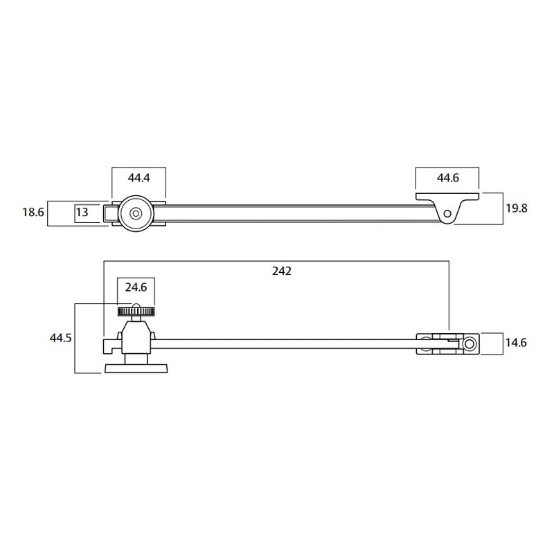 LOCKWOOD CASEMENT WINDOW STAY TELESCOPIC POLISHED CHROME L723CPDP