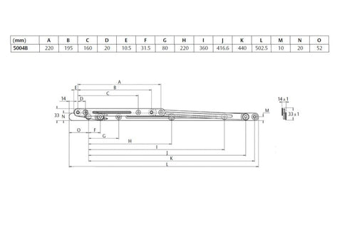 INTERLOCK WINDOW STAY 503MM NON - FRICTION HINGE STAINLESS STEEL P1004NF - primehardware