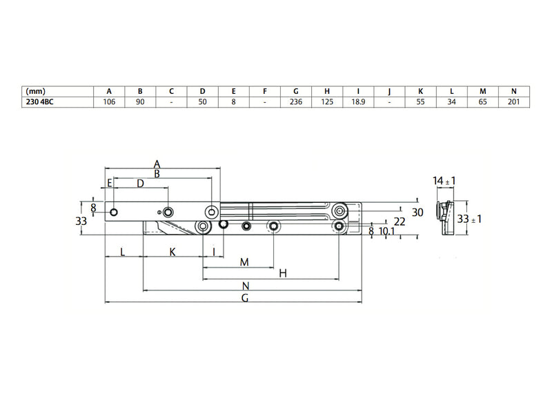 Interlock Window Stay P1090NF 236mm Non-Friction Hinge