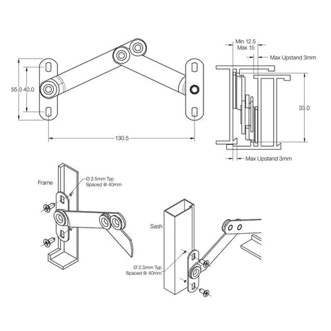 INTERLOCK WINDOW STAY CASEMENT AWNING CHILD SAFETY STAINLESS STEEL PAIR P1097 - primehardware