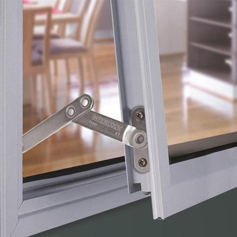INTERLOCK WINDOW STAY CASEMENT AWNING CHILD SAFETY STAINLESS STEEL PAIR P1097 - primehardware