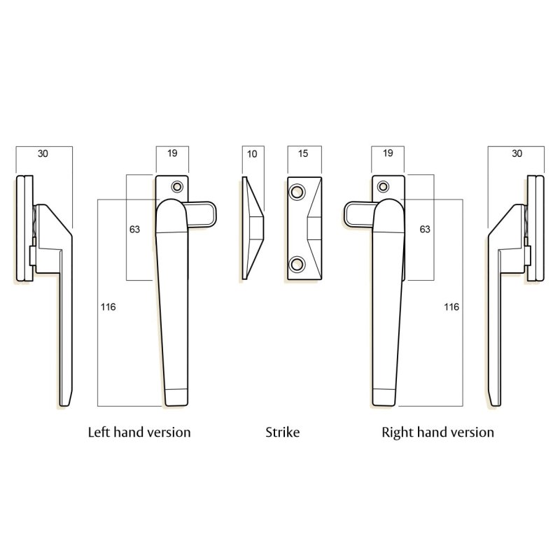 WHITCO WINDOW LOCK CHROME SERIES 25 RH CASEMENT FASTENER LOCKABLE W225108K