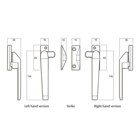 Whitco Window Lock White Series 25 Rh Casement Fastener Non Lockable W227116 - primehardware