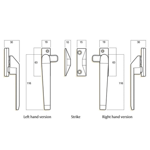 WHITCO WINDOW LOCK WHITE SERIES 25 LH CASEMENT FASTENER NON LOCKABLE W227216 - primehardware