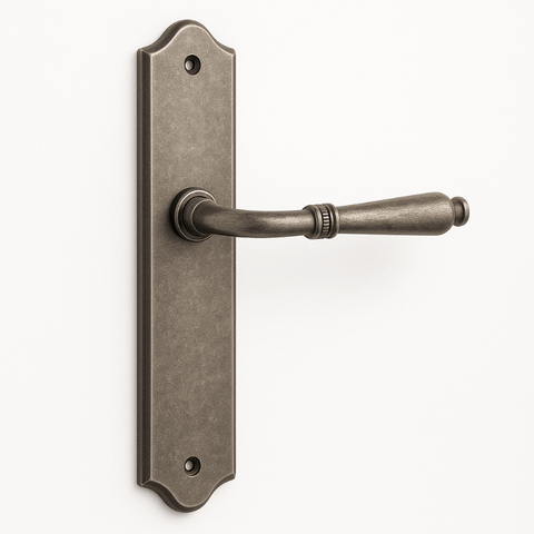 Vintage-style door handle on a white background
