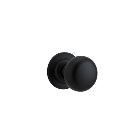 IVER Cambridge Door Knob On Round Rose Concealed Fix | Lever Set Only | 8 Finishes - Matt Black