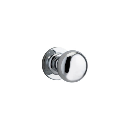 IVER Cambridge Door Knob On Round Rose Concealed Fix | Lever Set Only | 8 Finishes - Polished Chrome