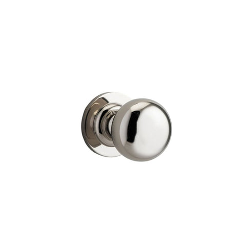 IVER Cambridge Door Knob On Round Rose Concealed Fix | Lever Set Only | 8 Finishes - Polished Nickel